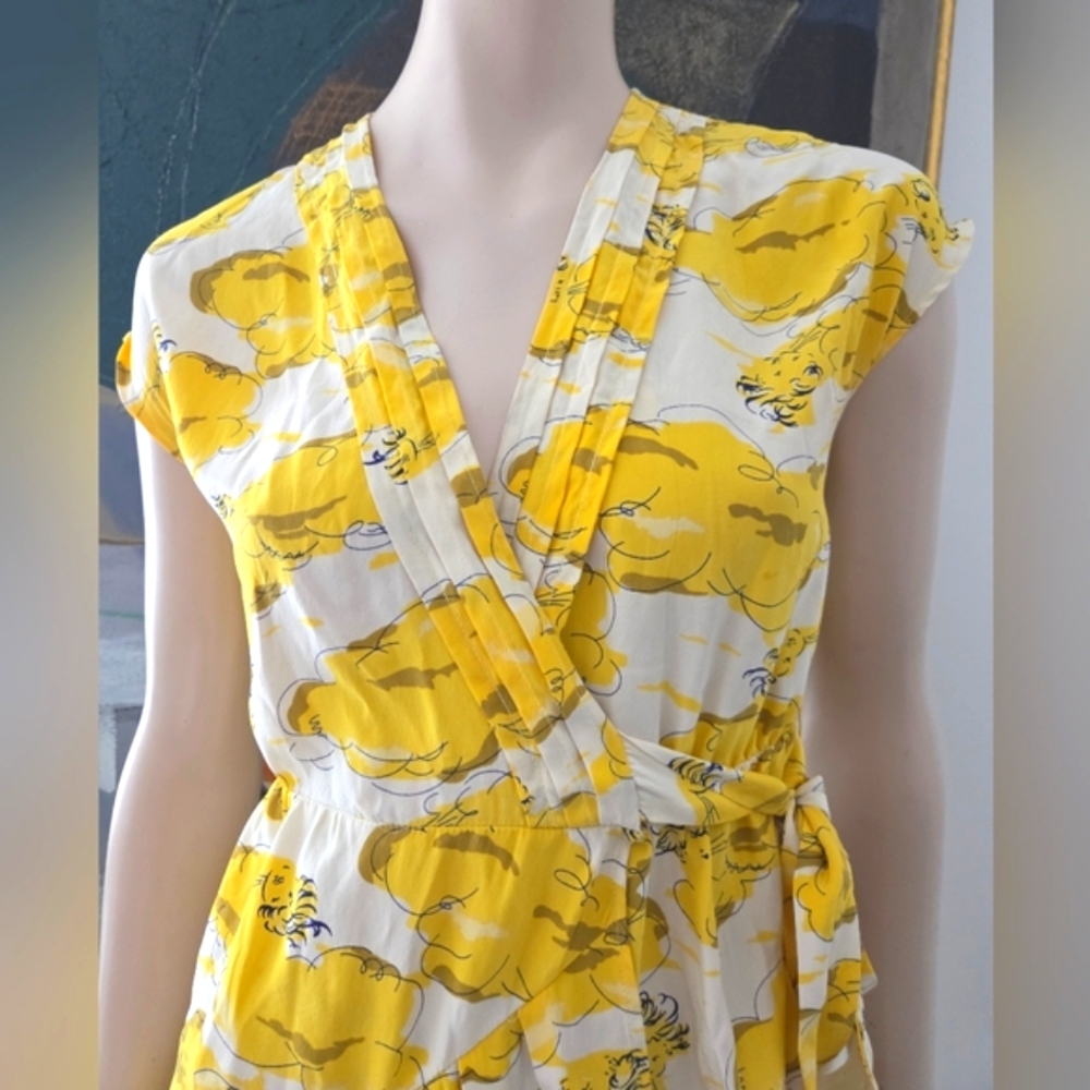 Betsey Johnson | Vintage Patterned Silk Wrap Dress - Picture 3 of 15